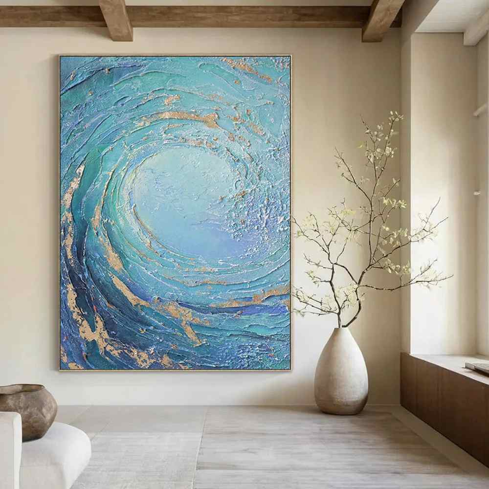 Oversized Blue Textured - extra large modern wall decor